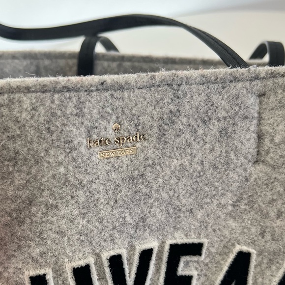 Kate Spade Nouveau York Gray Wool & Leather Structured Tote Bag - Picture 3 of 13